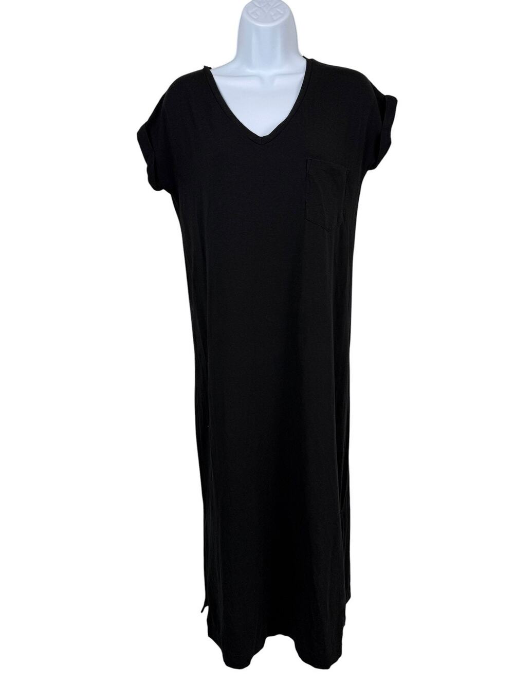 Cuyana Pima Cotton V-Neck Short Sleeve Minimalist Casual Midi Dress Small Medium